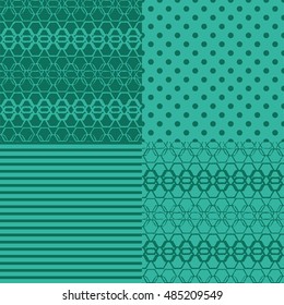 Set of 4 boho ethnic seamless patterns. Print. Repeating background. Cloth design, wallpaper.
