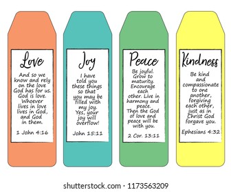 Set of 4 Bookmarks - Love, Joy, Peace & Kindness