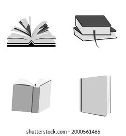 Set 4 books 3D icon vector. E reader, e book, notebook. Educational items. Study, learn. School equipment isolated illustration collection