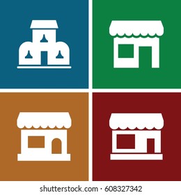 Set of 4 boutique filled icons such as store