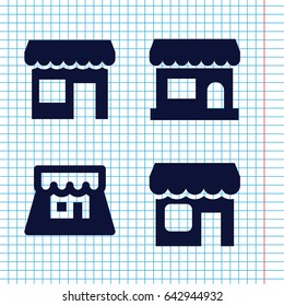 Set of 4 boutique filled icons such as shop