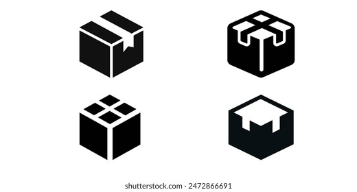 Set of 4 box collection vector illustrated icons best for branding