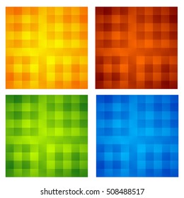 Set of 4 bright, colorful pattern tiles.