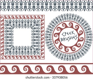 Set 4 of brushes to create the Greek Meander patterns and samples of their application for round and square frames. Brushes included in the file.