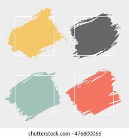 Set of 4 bstract background brush paint texture.Ink brush strokes with rough edges. Background with geometric frame. Vector illustration.