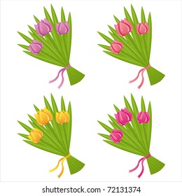 set of 4 bunches of tulips
