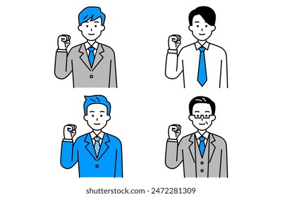 Conjunto de 4 hombres de negocios (pose de las tripas)