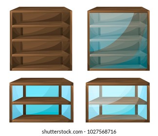 Set of 4 cabinets for shops or house. Furniture vector illustration