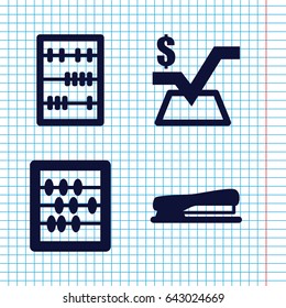 Set of 4 calculator filled icons such as abacus, mathematical square