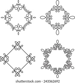 Set of 4 calligraphic frames for monogram or other design