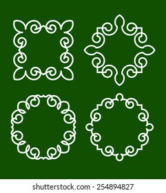 Set of 4 calligraphic frames for monogram or other design