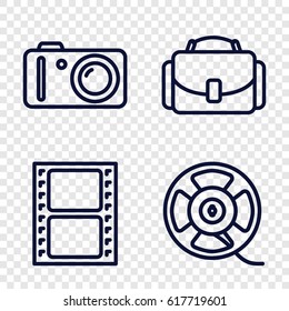 set of 4 camera outline icons such as movie tape