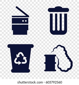 Set of 4 can filled icons such as recycle bin, trash bin