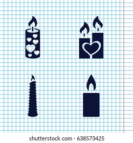 Set of 4 candlelight filled icons such as candle