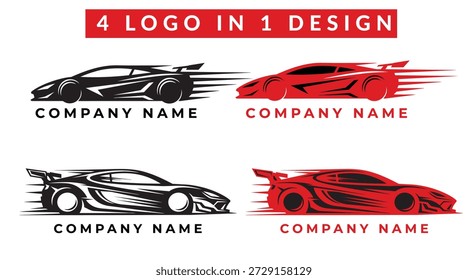 Conjunto de 4 diseños del logotipo del coche, logotipos automotrices del Vector