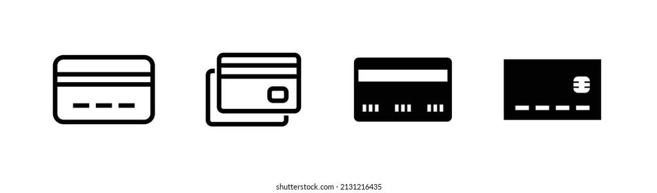 Set of 4 card icon design element, clipart icon set related to credit card or debit card payment
