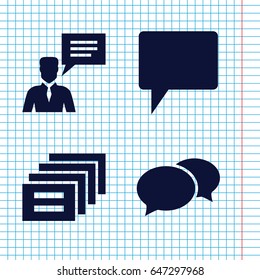 Set of 4 chatting filled icons such as chat, man with chat bubblle