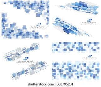 Set of 4 Checkered Abstract Backgrounds. Blue color. Suitable For All Kind of Design (Web Page, Interface, Advertising, Polygraph and Other). Vector Illustration. 