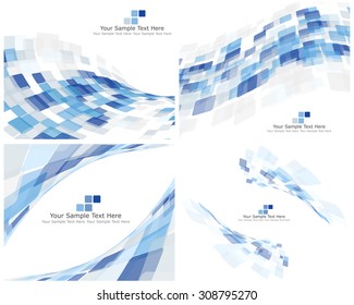 Set of 4 Checkered Abstract Backgrounds. Blue color. Suitable For All Kind of Design (Web Page, Interface, Advertising, Polygraph and Other). Vector Illustration. 