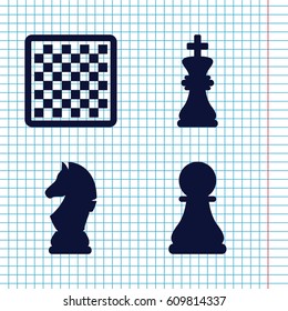 Set of 4 chess filled icons such as 