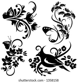 A set of 4 chinese floral designs.