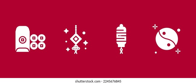 Set of 4 Chinese new year icons glyphs, thin icon glyphs style, vector illustration