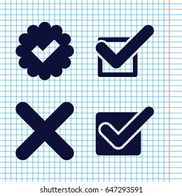 Set of 4 choose filled icons such as tick