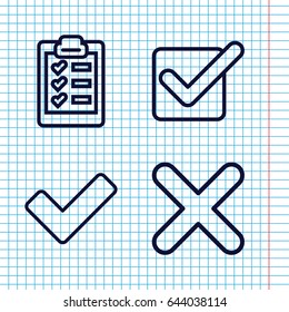 Set of 4 choose outline icons such as tick, cross