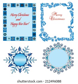 Set of 4 christmas decorative frames, borders.