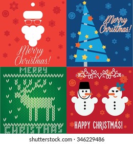 Set of 4 Christmas and New Year postcards. Can be used as Wallpaper, Background or patterns