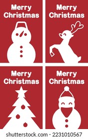 Set of 4 Christmas postcards