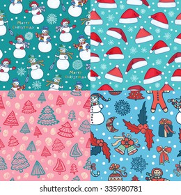 Set of 4 christmas seamless patterns