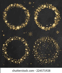 Set of 4 Christmas sparklers in shape of Christmas wreath on black background