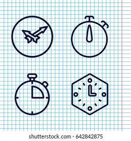 Set of 4 chronometer outline icons such as wall clock