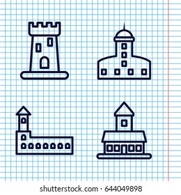 Set of 4 citadel outline icons such as