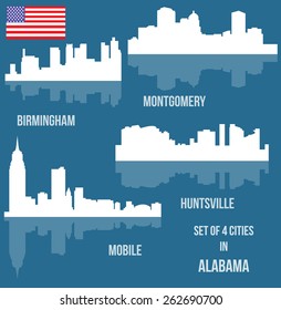 Set of 4 City in Alabama ( Montgomery, Mobile, Huntsville, Birmingham)