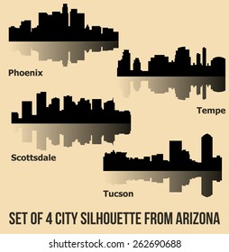 Set of 4 City from Arizona (Phoenix, Scottsdale, Tempe, Tucson)