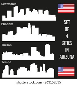 Set of 4 City from Arizona (Phoenix, Scottsdale, Tempe, Tucson)