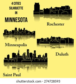 Set of 4 city in Minnesota ( Saint Paul, Minneapolis, Rochester, Duluth )