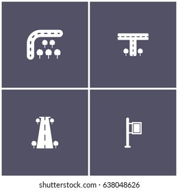 set of 4 cityscape such as road and Sign icon