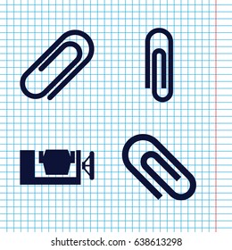 Set of 4 clamp filled icons such as vice clamp, clip