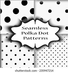 Conjunto de 4 padrões de pontos de polka universal clássico para o seu design têxtil, padrão de pano, scrapbooking digital, cartões postais, papel de embrulho etc.