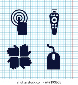 Set of 4 click filled icons such as mouse, remote control, touchscreen
