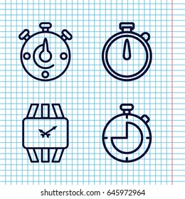 Set of 4 clock outline icons such as wrist watch