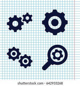 Set of 4 cogwheel filled icons such as gear