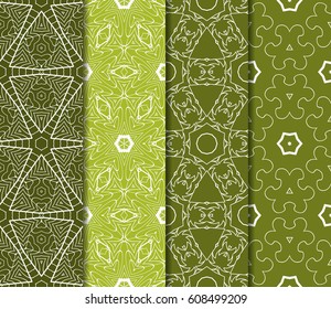 set of 4 color floral ornament. modern pattern. seamless vector illustration. for interior design, textile, wallpaper