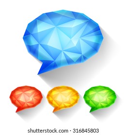 Set of 4 color geometric speech bubbles
