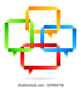 Set of 4 color paper speech bubbles