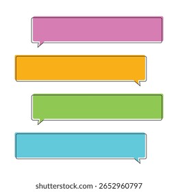 conjunto de design de caixa de chat retangular de 4 cores