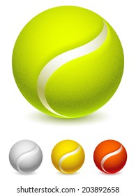 Set of 4 color tennis balls.